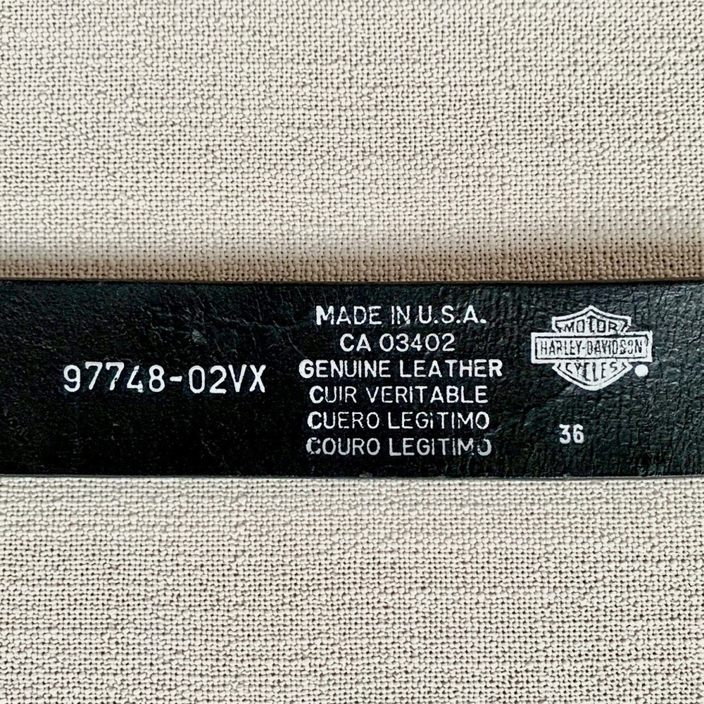HARLEY-DAVIDSON Flame Tooled Black Leather Belt & Belt Buckle Size 36 - Picture 6 of 16